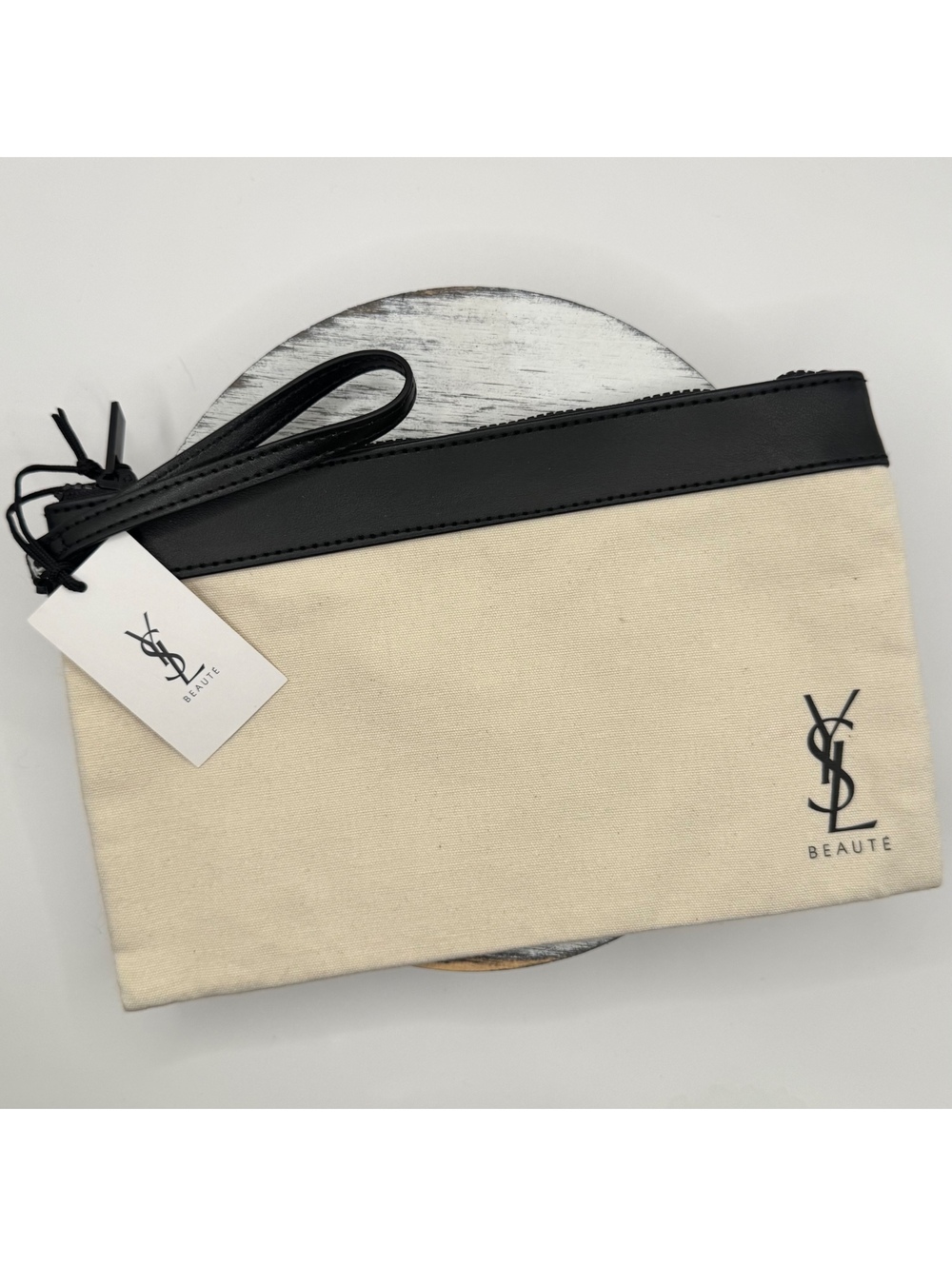YSL Beaute Canvas Makeup Bag Cosmetic Pouch Wristlet Brand New with Tags
